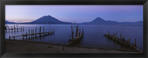 Framed Piers Over A Lake, Guatemala Print