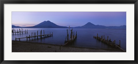 Framed Piers Over A Lake, Guatemala Print