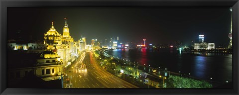 Framed Buildings Lit Up At Night, The Bund, Shanghai, China Print