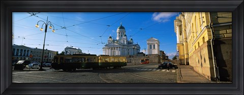 Framed Tram Moving On A Road, Senate Square, Helsinki, Finland Print