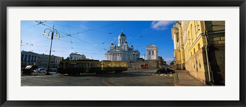 Framed Tram Moving On A Road, Senate Square, Helsinki, Finland Print