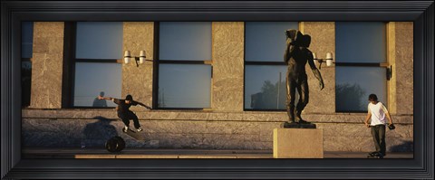 Framed Skateboarders In Front Of A Building, Oslo, Norway Print