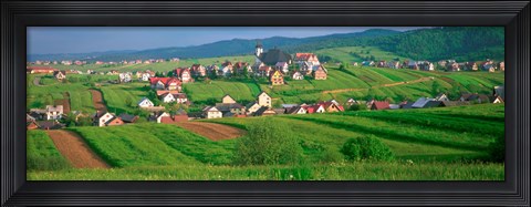 Framed High angle view of houses in a field, Tatra Mountains, Slovakia Print