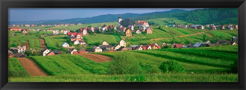 Framed High angle view of houses in a field, Tatra Mountains, Slovakia Print