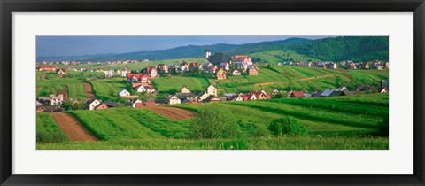 Framed High angle view of houses in a field, Tatra Mountains, Slovakia Print