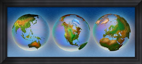 Framed Close-up of three globes Print