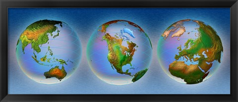 Framed Close-up of three globes Print