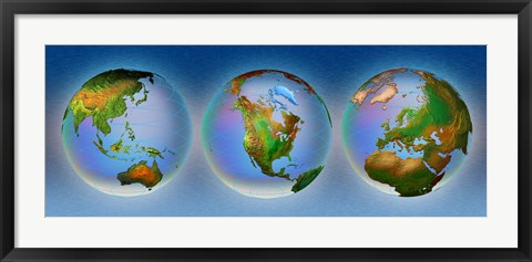 Framed Close-up of three globes Print