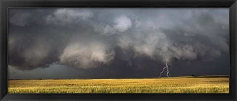 Framed Thunderstorm advancing over a field Print