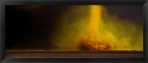 Framed Tornado in a field Print