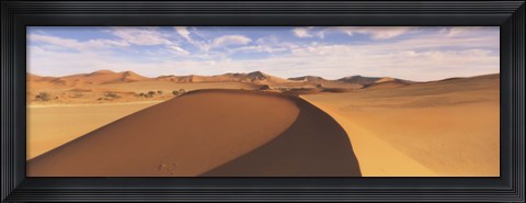 Framed Sand dunes in an arid landscape, Namib Desert, Sossusvlei, Namibia Print