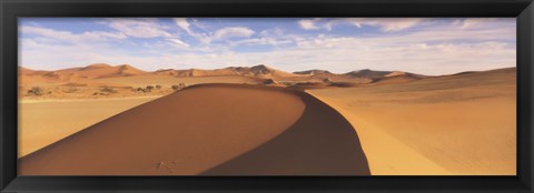 Framed Sand dunes in an arid landscape, Namib Desert, Sossusvlei, Namibia Print