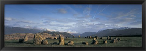 Framed Rocks on a field, Castelrigg Stone Circle, Keswick, Lake district, England Print