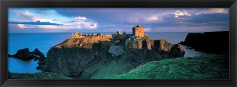 Framed High angle view of a castle, Stonehaven, Grampian, Aberdeen, Scotland Print