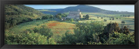 Framed High angle view of a church, Abbazia Di Sant Antimo, Tuscany, Italy Print