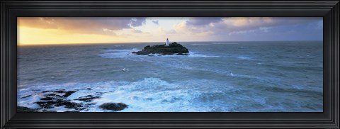 Framed Lighthouse on an island, Godvery Lighthouse, Hayle, Cornwall, England Print