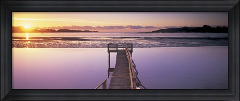 Framed High angle view of a pier on a river, Pounawea, The Catlins, South Island New Zealand, New Zealand Print