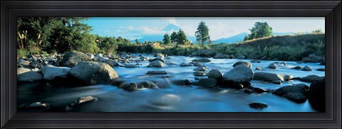 Framed Rocks in the river, Mount Taranaki, Taranaki, North Island, New Zealand Print