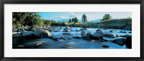 Framed Rocks in the river, Mount Taranaki, Taranaki, North Island, New Zealand Print