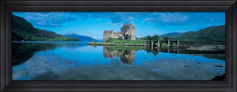 Framed Reflection of a castle in water, Eilean Donan Castle, Loch Duich, Highlands, Scotland Print
