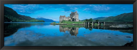 Framed Reflection of a castle in water, Eilean Donan Castle, Loch Duich, Highlands, Scotland Print