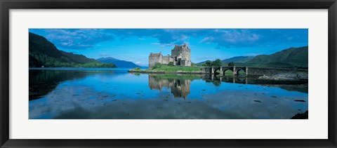 Framed Reflection of a castle in water, Eilean Donan Castle, Loch Duich, Highlands, Scotland Print