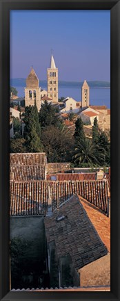 Framed High angle view of a town, Rab Island, Croatia Print