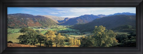 Framed High angle view of trees on the mountainside, Borrowdale, Lake District, England Print