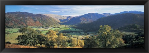 Framed High angle view of trees on the mountainside, Borrowdale, Lake District, England Print