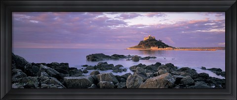 Framed Castle on top of a hill, St Michael&#39;s Mount, Cornwall, England Print