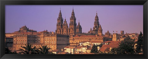 Framed Cathedral in a cityscape, Santiago De Compostela, La Coruna, Galicia, Spain Print