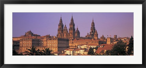 Framed Cathedral in a cityscape, Santiago De Compostela, La Coruna, Galicia, Spain Print