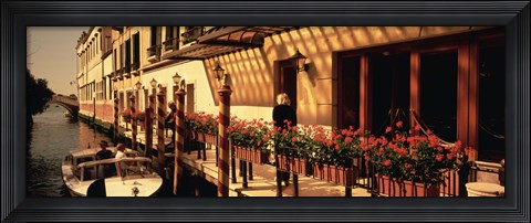 Framed Boat outside of a tourist resort, Venice, Italy Print