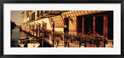 Framed Boat outside of a tourist resort, Venice, Italy Print