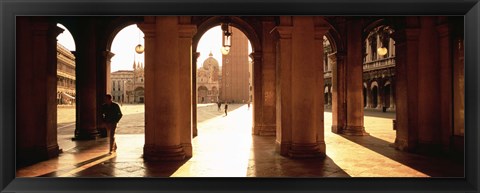 Framed Tourists in a building, Venice, Italy Print