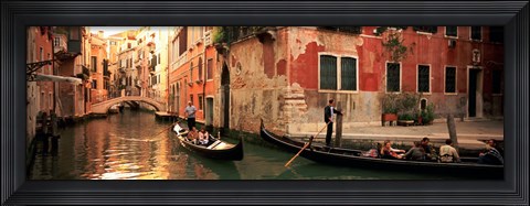 Framed Tourists in a gondola, Venice, Italy Print