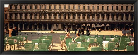 Framed Tourists outside of a building, Venice, Italy Print