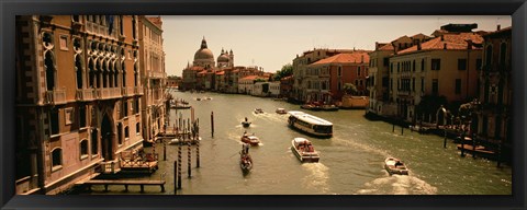 Framed High angle view of boats in water, Venice, Italy Print