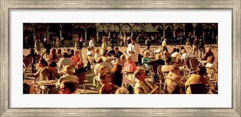 Framed Tourists at a sidewalk cafe, Venice, Italy Print