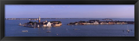 Framed High Angle View Of Buildings Surrounded By Water, San Giorgio Maggiore, Venice, Italy Print