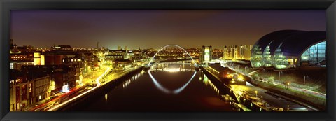 Framed Reflection Of A Bridge On Water, Millennium Bridge, Newcastle, Northumberland, England, United Kingdom Print