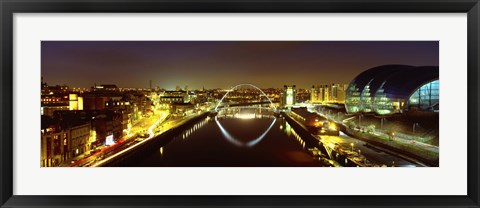 Framed Reflection Of A Bridge On Water, Millennium Bridge, Newcastle, Northumberland, England, United Kingdom Print