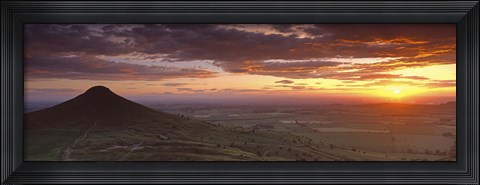 Framed Silhouette Of A Hill At Sunset, Roseberry Topping, North Yorkshire, Cleveland, England, United Kingdom Print