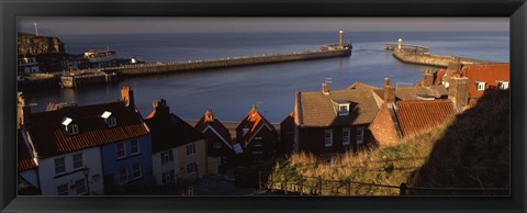 Framed Buildings On The Waterfront, Whitby Harbour, North Yorkshire, England, United Kingdom Print