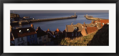 Framed Buildings On The Waterfront, Whitby Harbour, North Yorkshire, England, United Kingdom Print