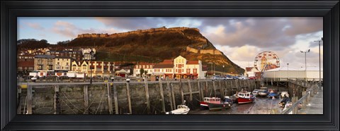 Framed Speed Boats At A Commercial Dock, Scarborough, North Yorkshire, England, United Kingdom Print