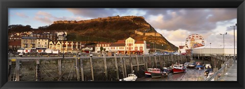 Framed Speed Boats At A Commercial Dock, Scarborough, North Yorkshire, England, United Kingdom Print