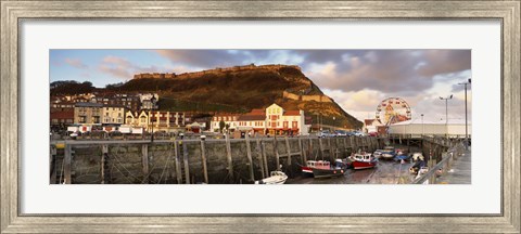 Framed Speed Boats At A Commercial Dock, Scarborough, North Yorkshire, England, United Kingdom Print
