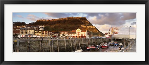 Framed Speed Boats At A Commercial Dock, Scarborough, North Yorkshire, England, United Kingdom Print