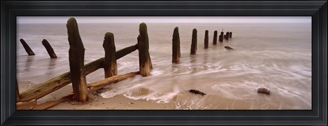 Framed Posts On The Beach, Spurn, Yorkshire, England, United Kingdom Print